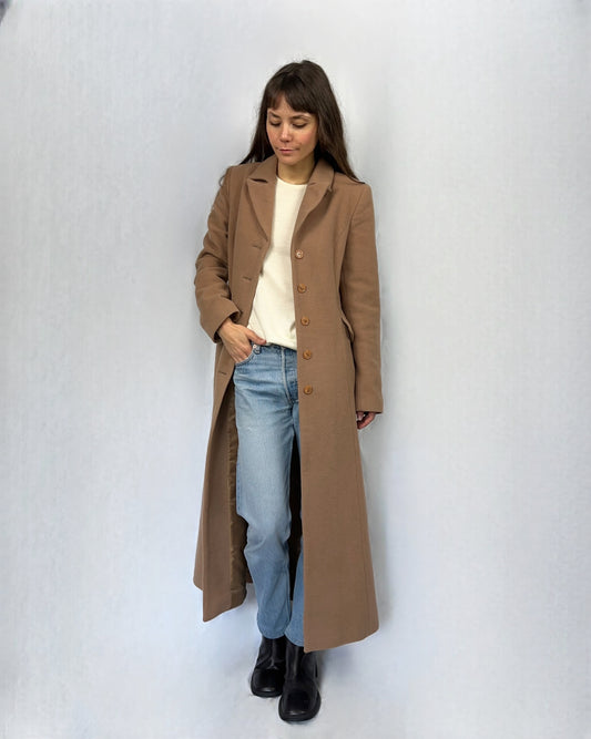 Cappotto lunghissimo in lana e cashmere