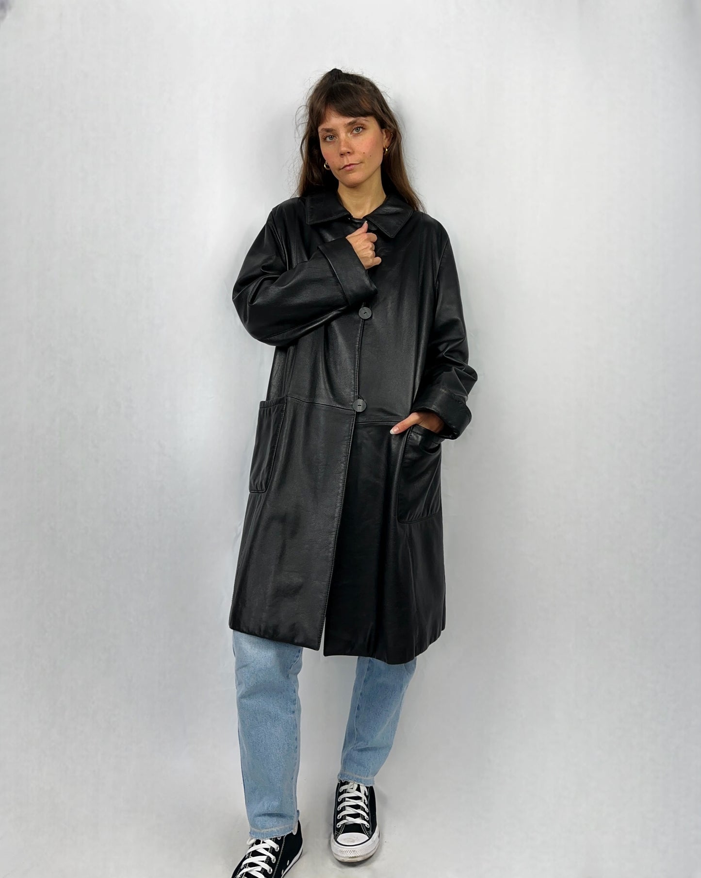 Trench morbido in vera pelle