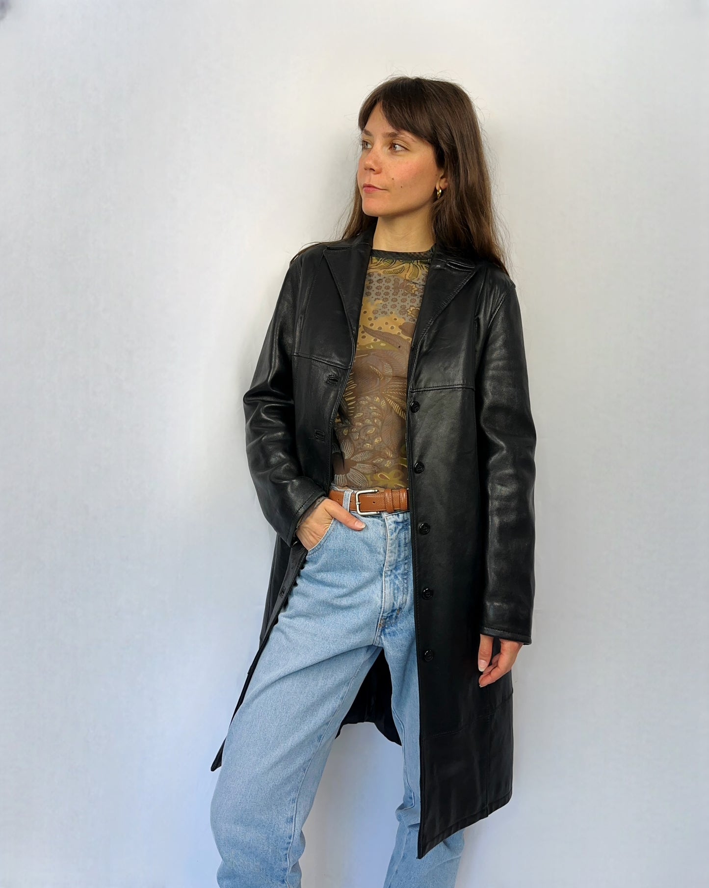 Trench minimal in vera pelle