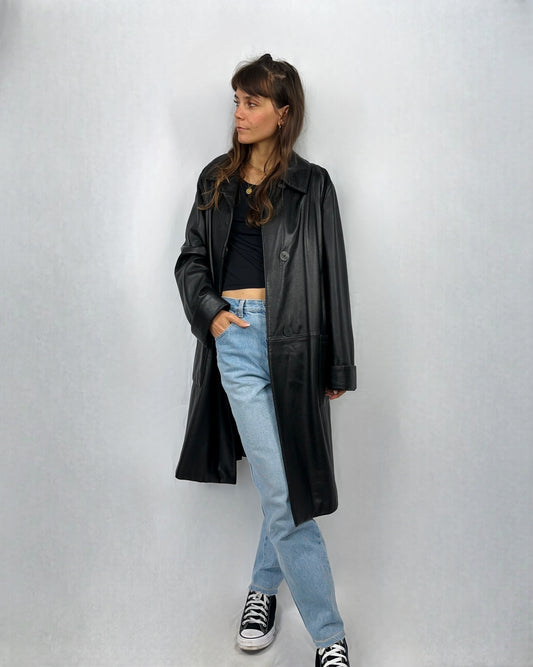 Trench morbido in vera pelle