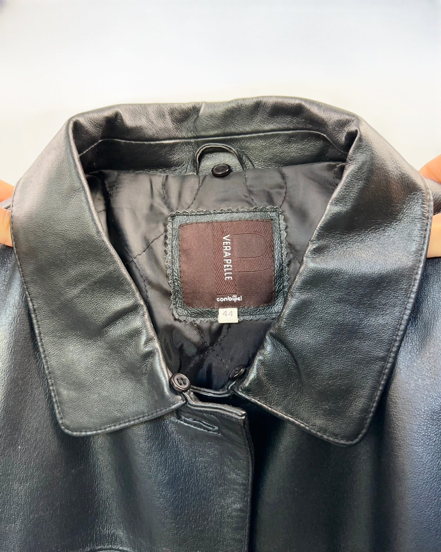 Trench essenziale in vera pelle