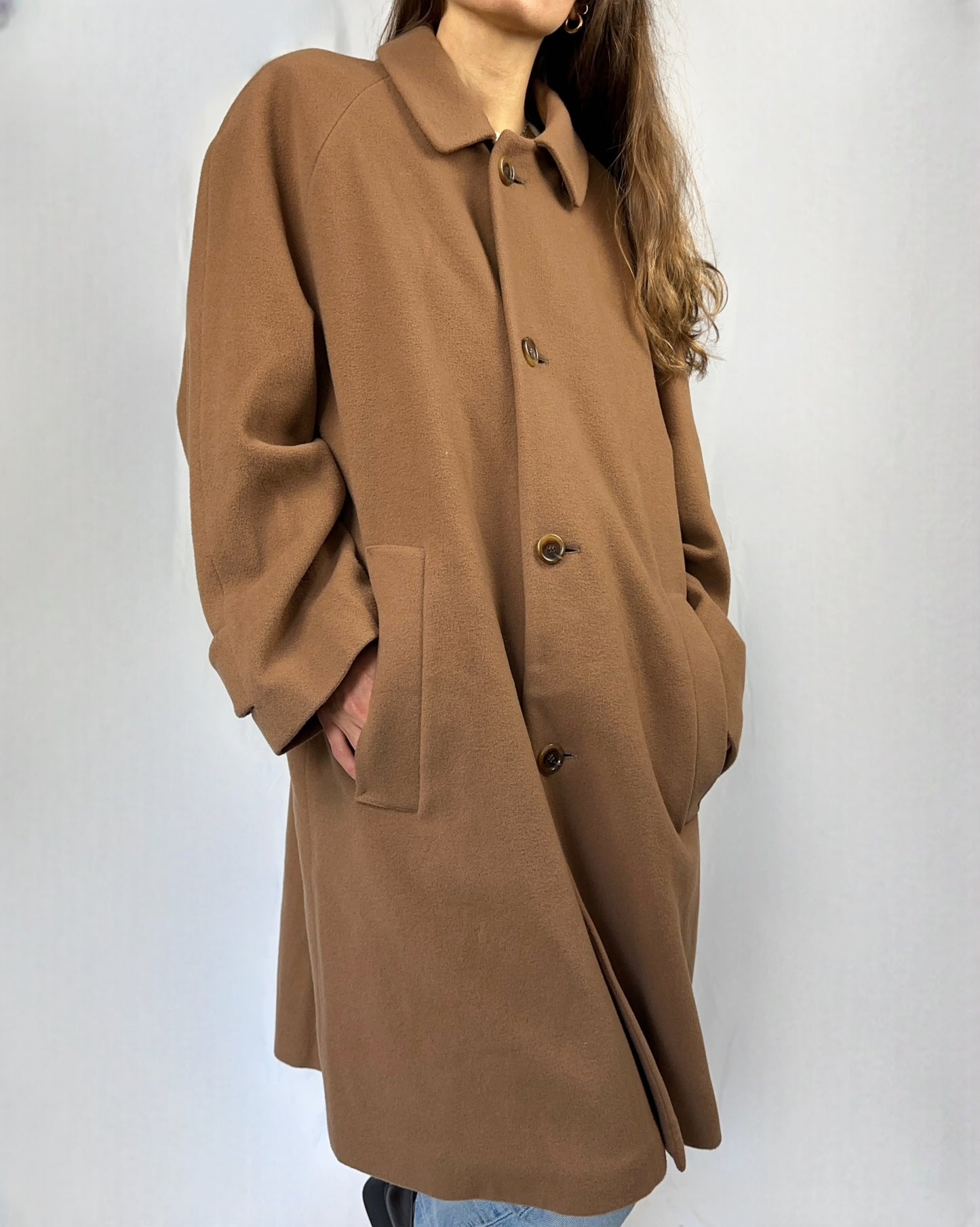 Cappotto beige in pura lana vergine