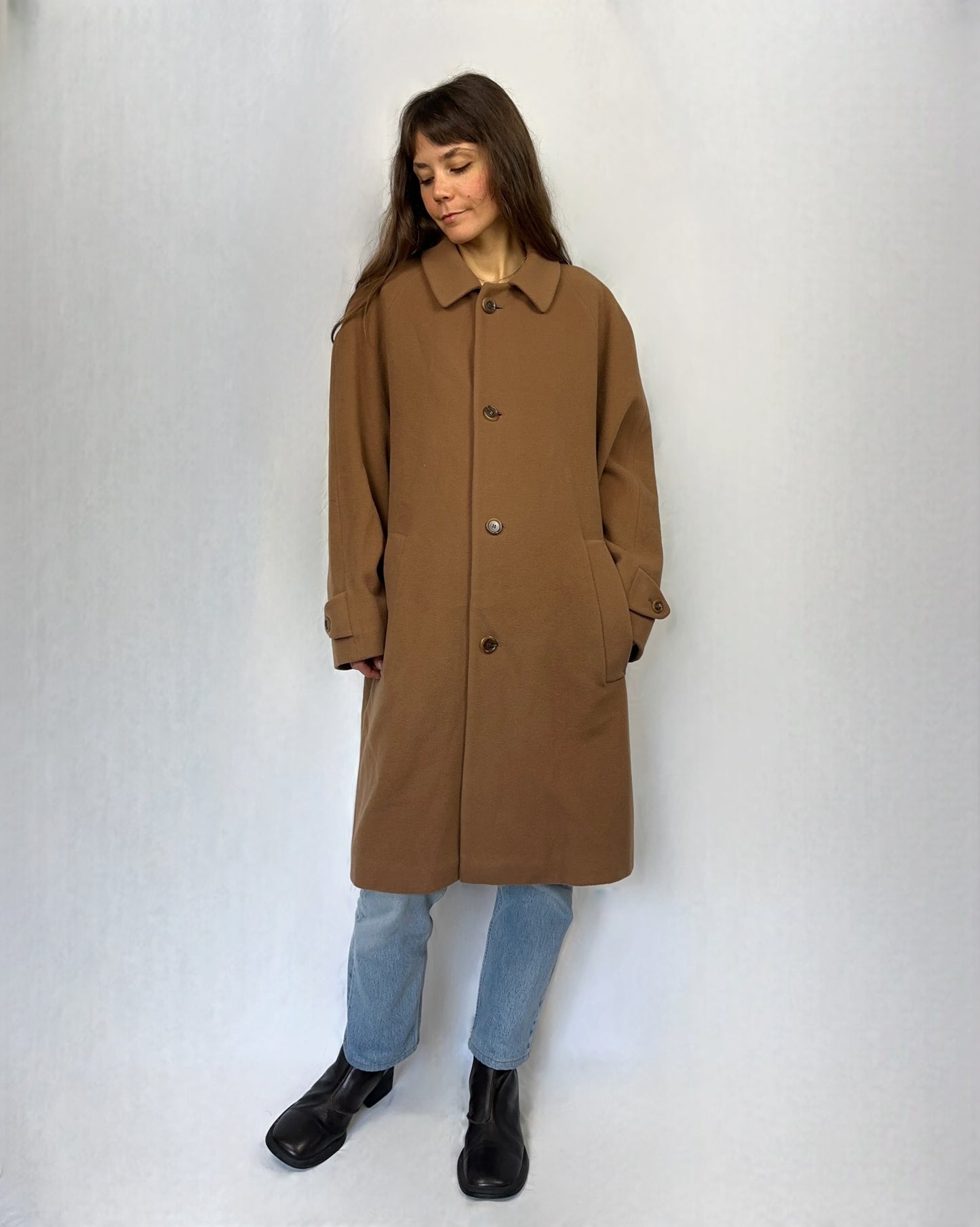 Cappotto beige in pura lana vergine