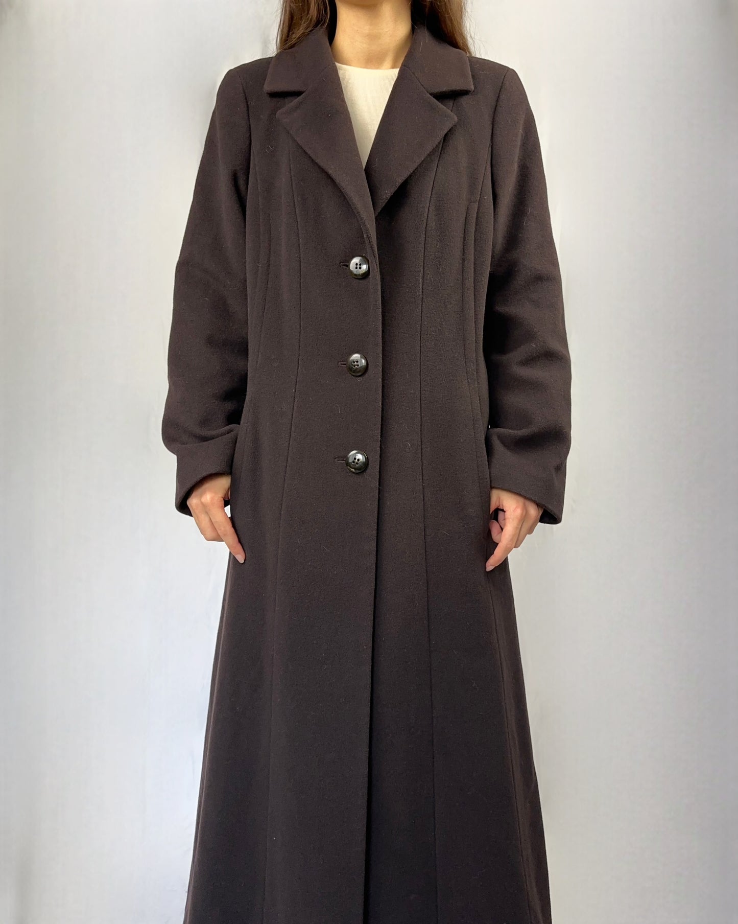 Cappotto cioccolato in lana e cashmere