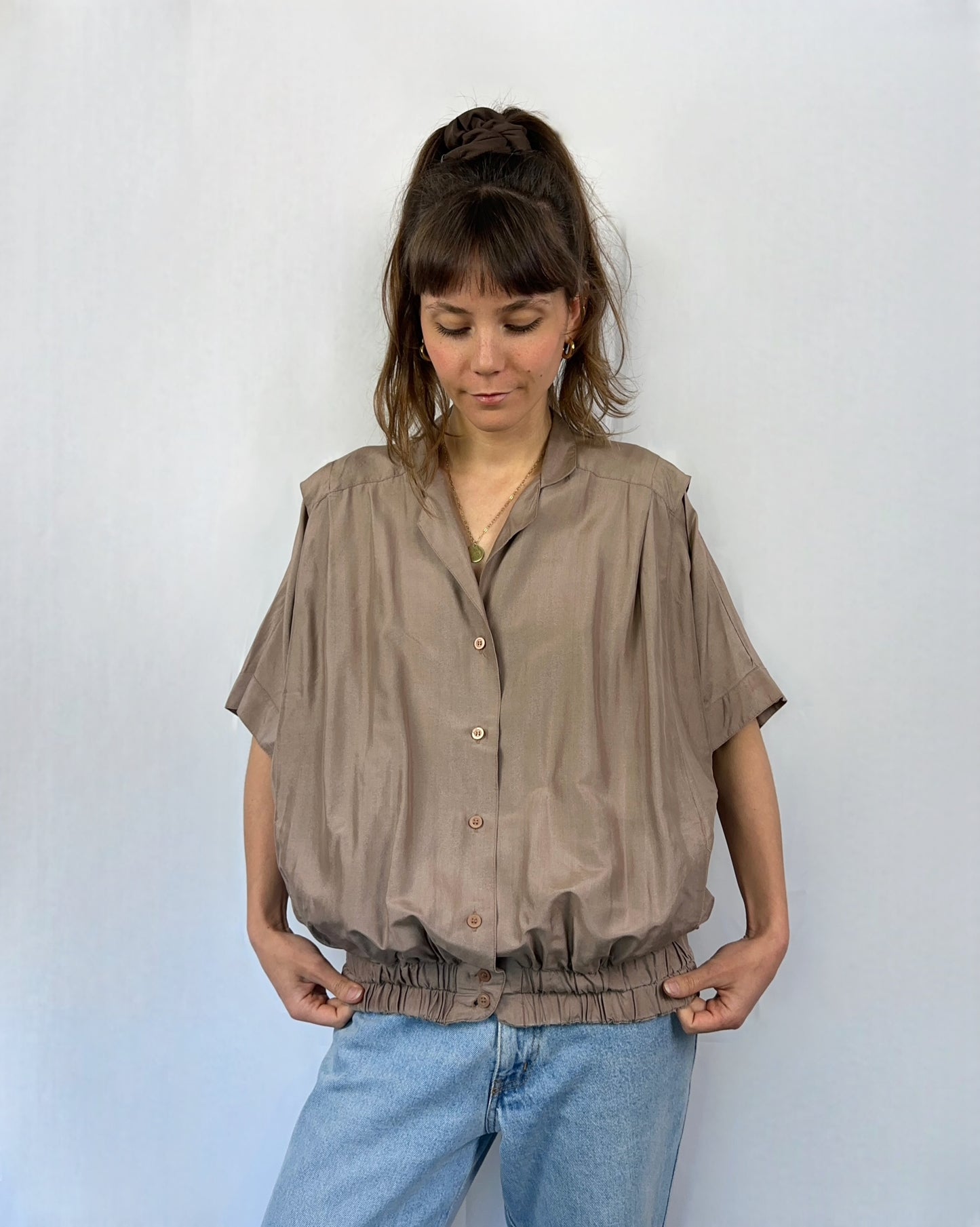 Camicia bomberina in pura seta Golden Gate