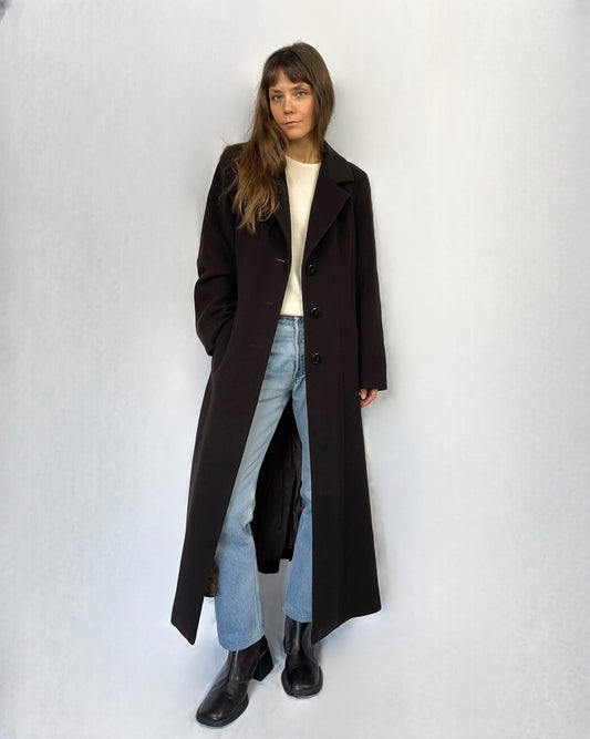 Cappotto cioccolato in lana e cashmere