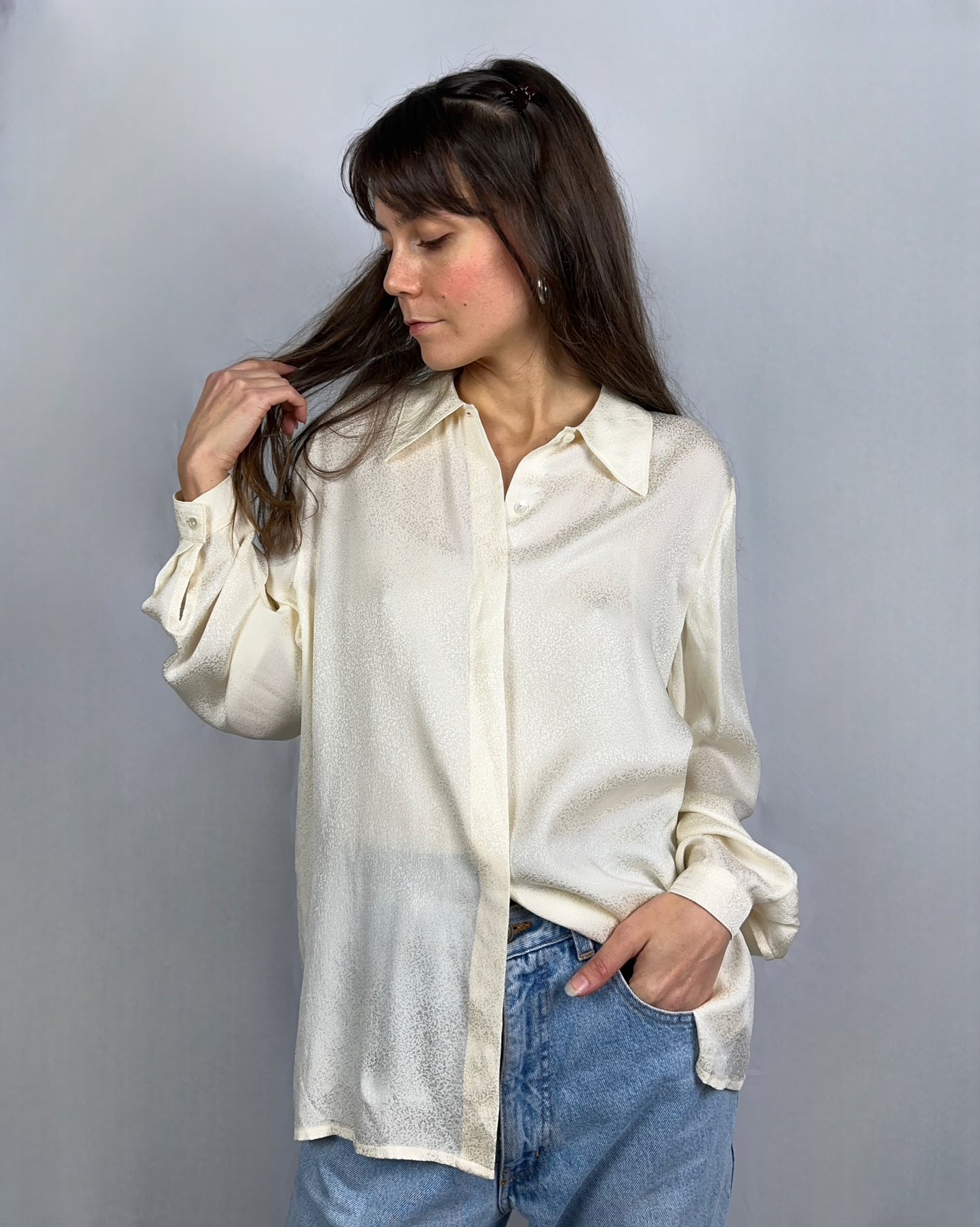 Camicia luminosa in pura seta