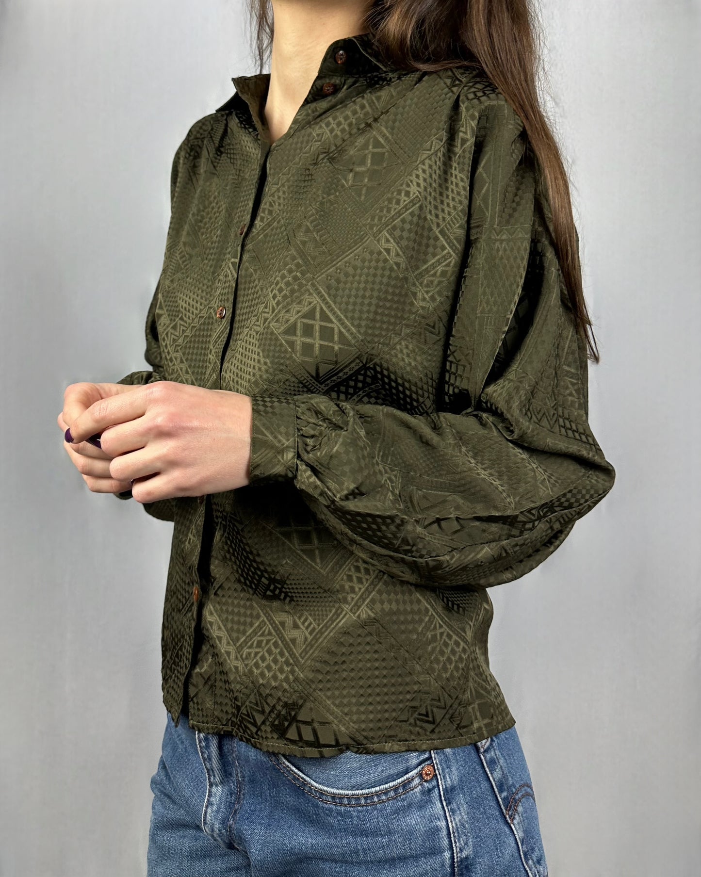 Camicia in pura seta cachi