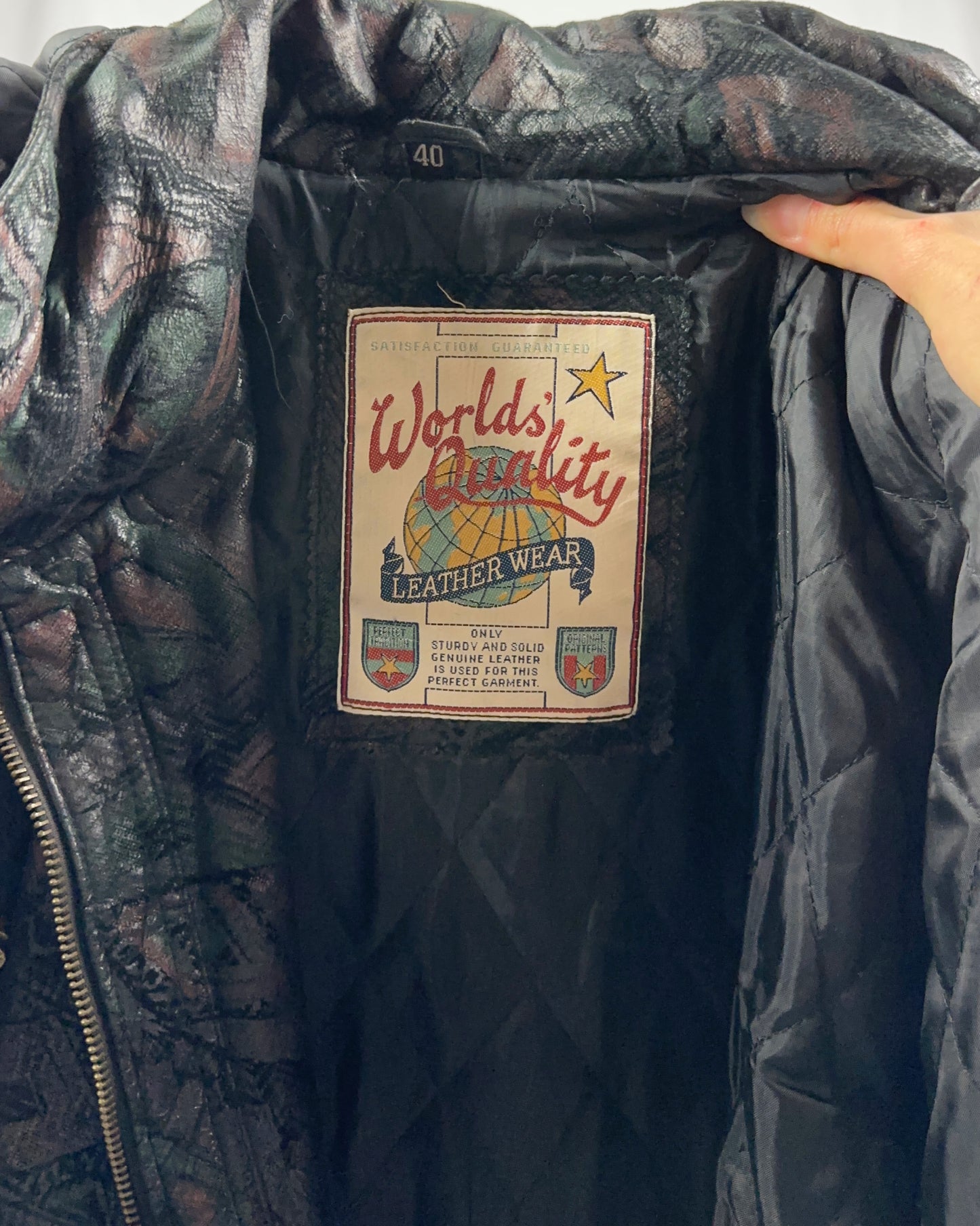 Giaccone astratto in vera pelle