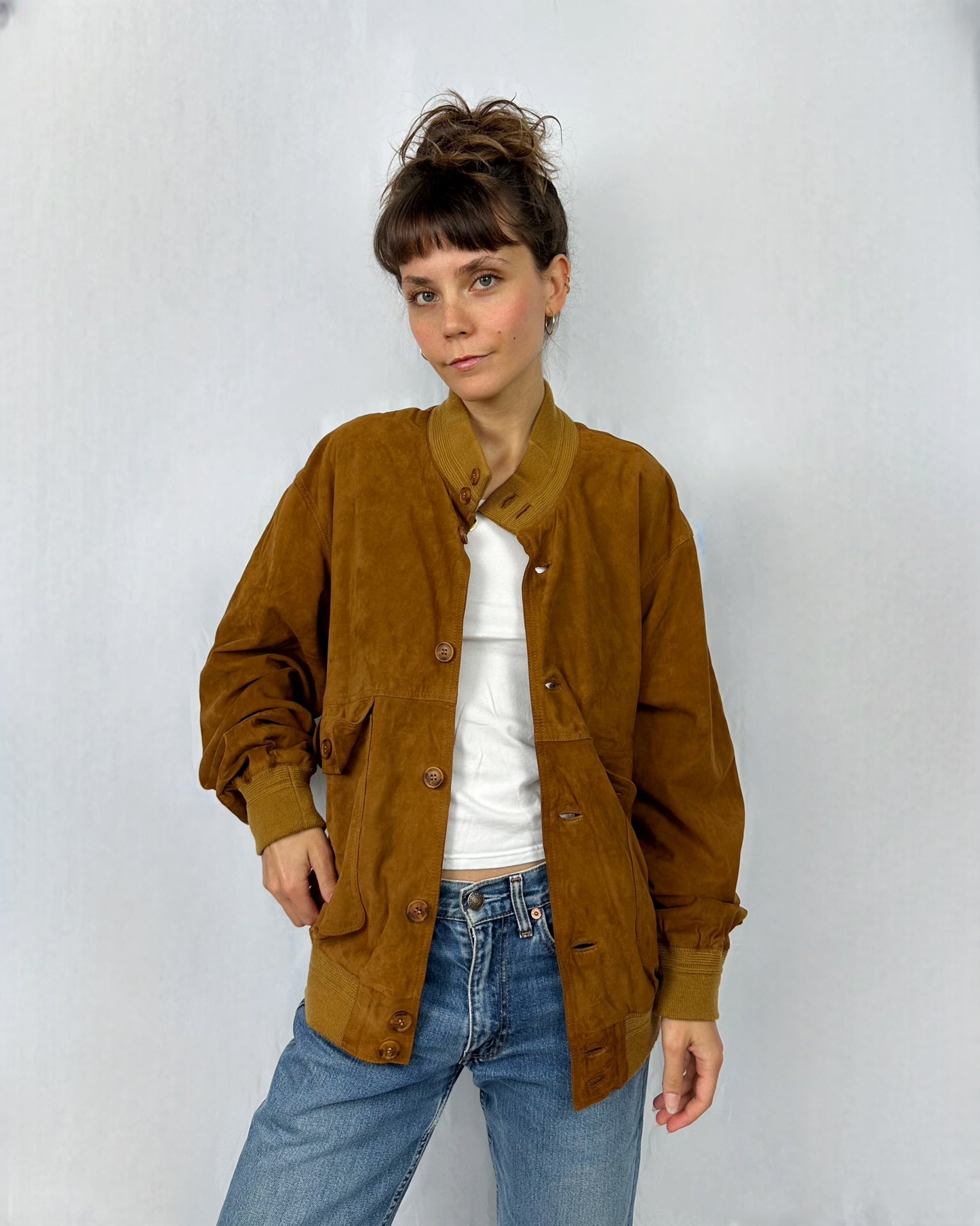Bomber in suede