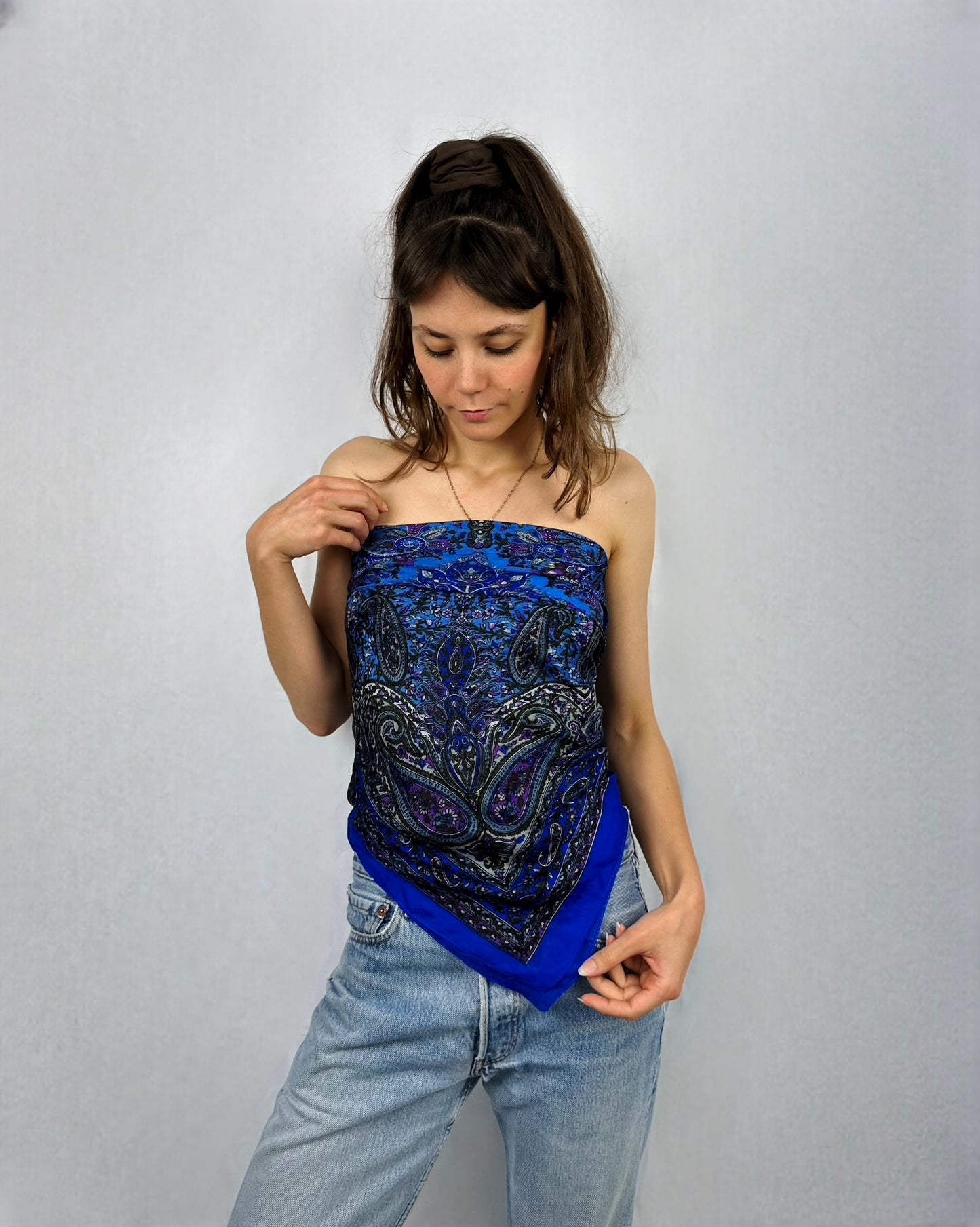 Foulard in pura seta blu