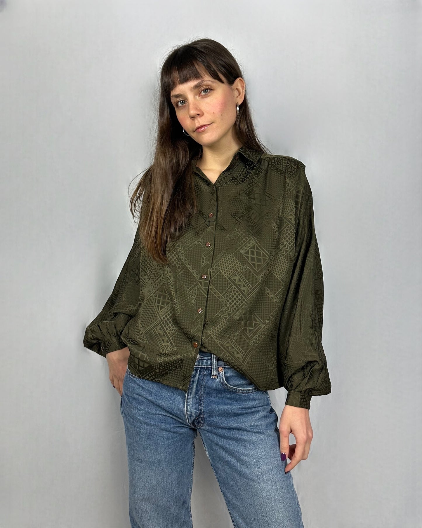 Camicia in pura seta cachi