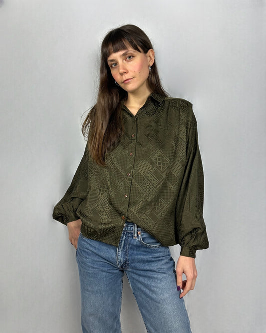 Camicia in pura seta cachi