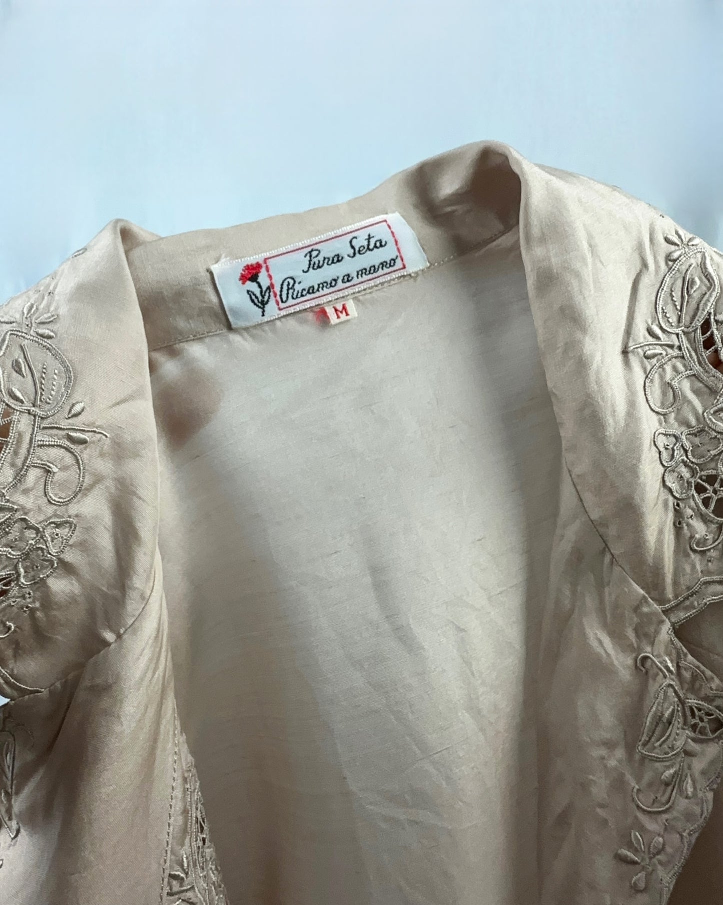 Camicia ricamata in pura seta