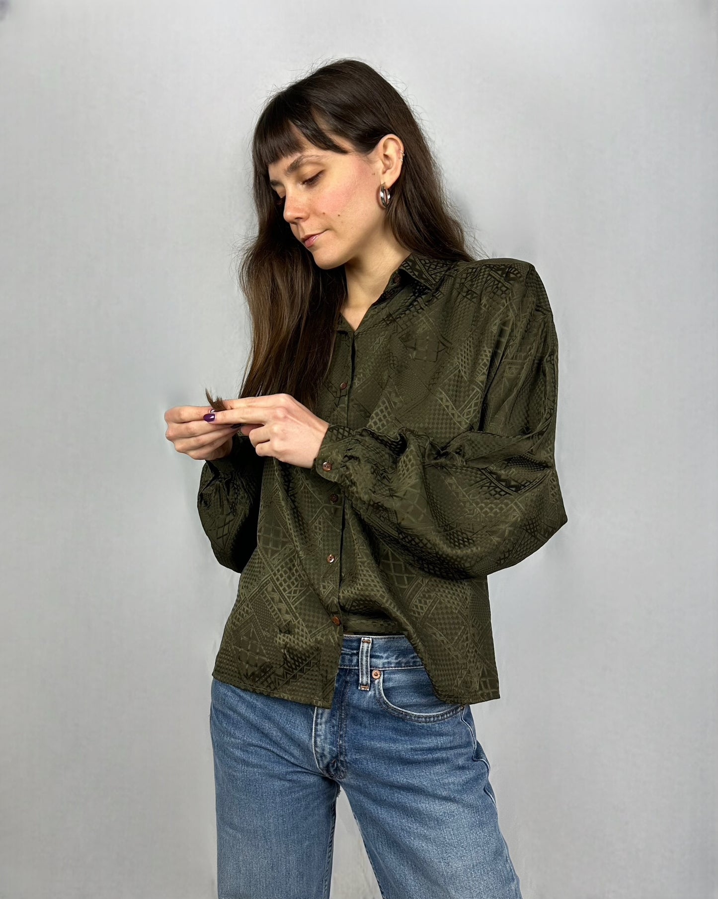 Camicia in pura seta cachi