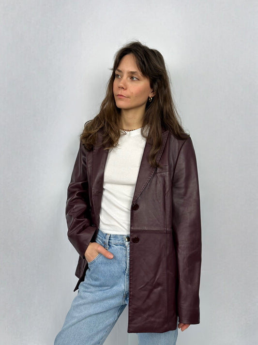 Blazer borgogna in vera pelle