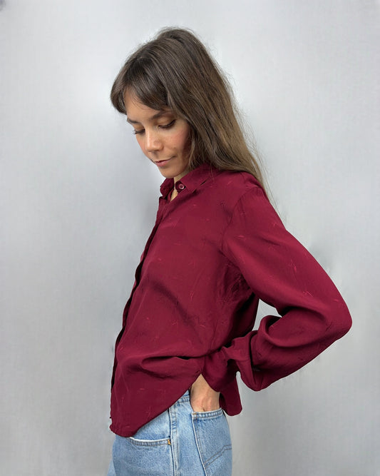 Camicia borgogna in pura seta