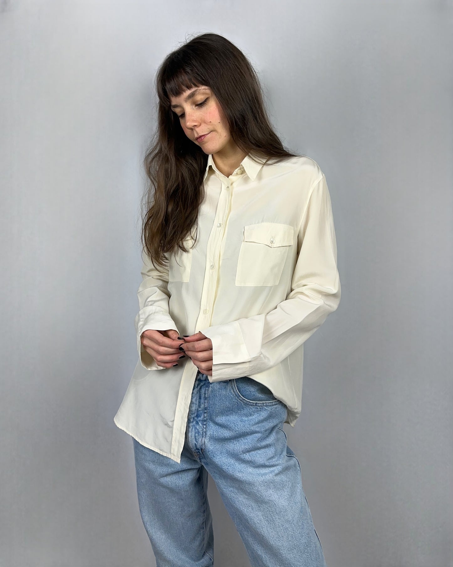 Camicia panna in pura seta