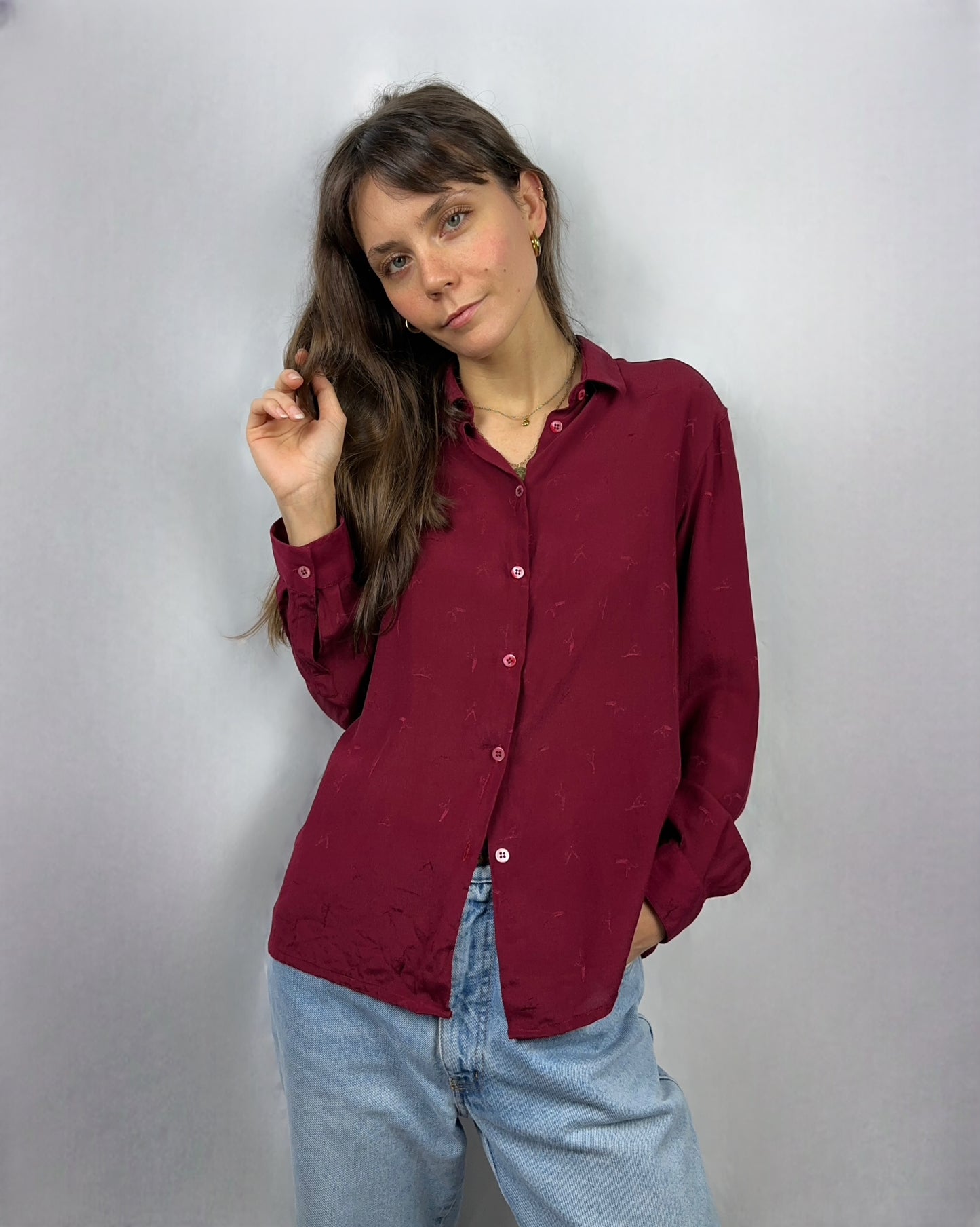 Camicia borgogna in pura seta