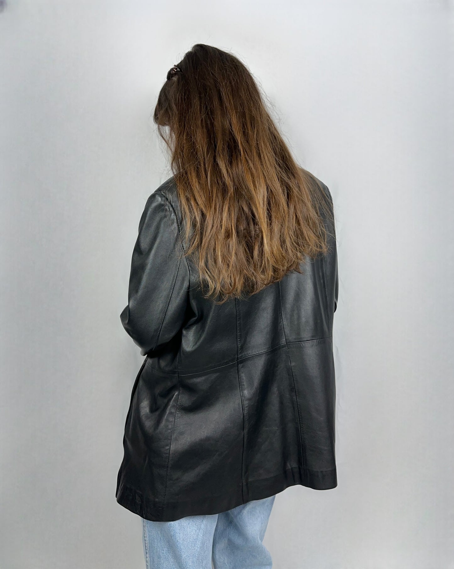 Blazer nero in vera pelle