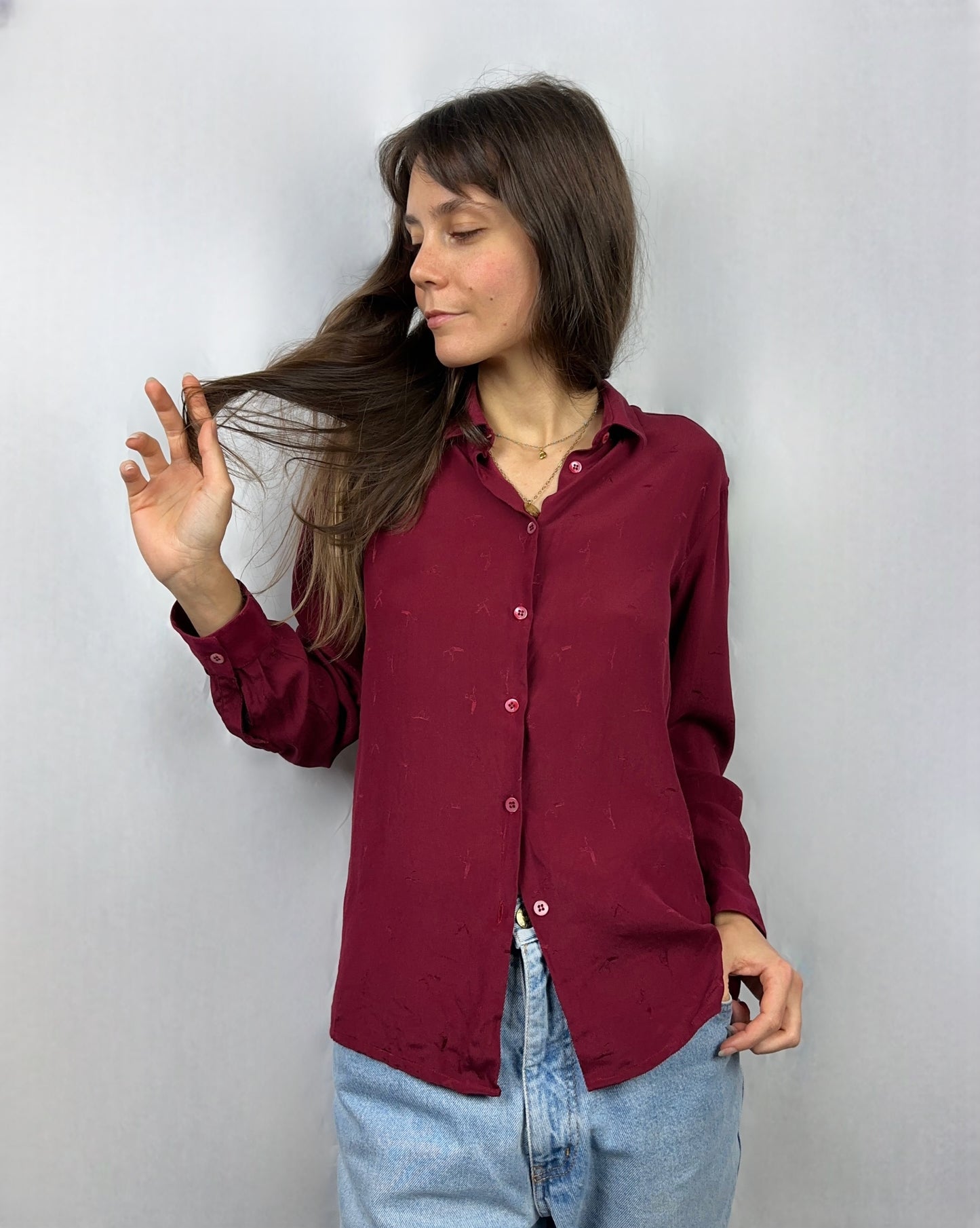 Camicia borgogna in pura seta
