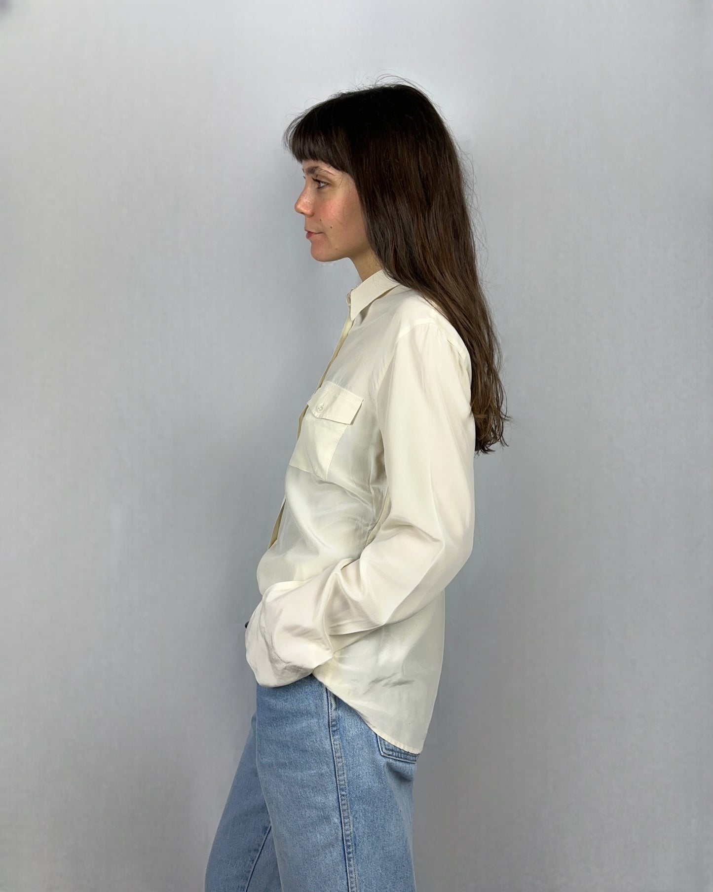 Camicia panna in pura seta