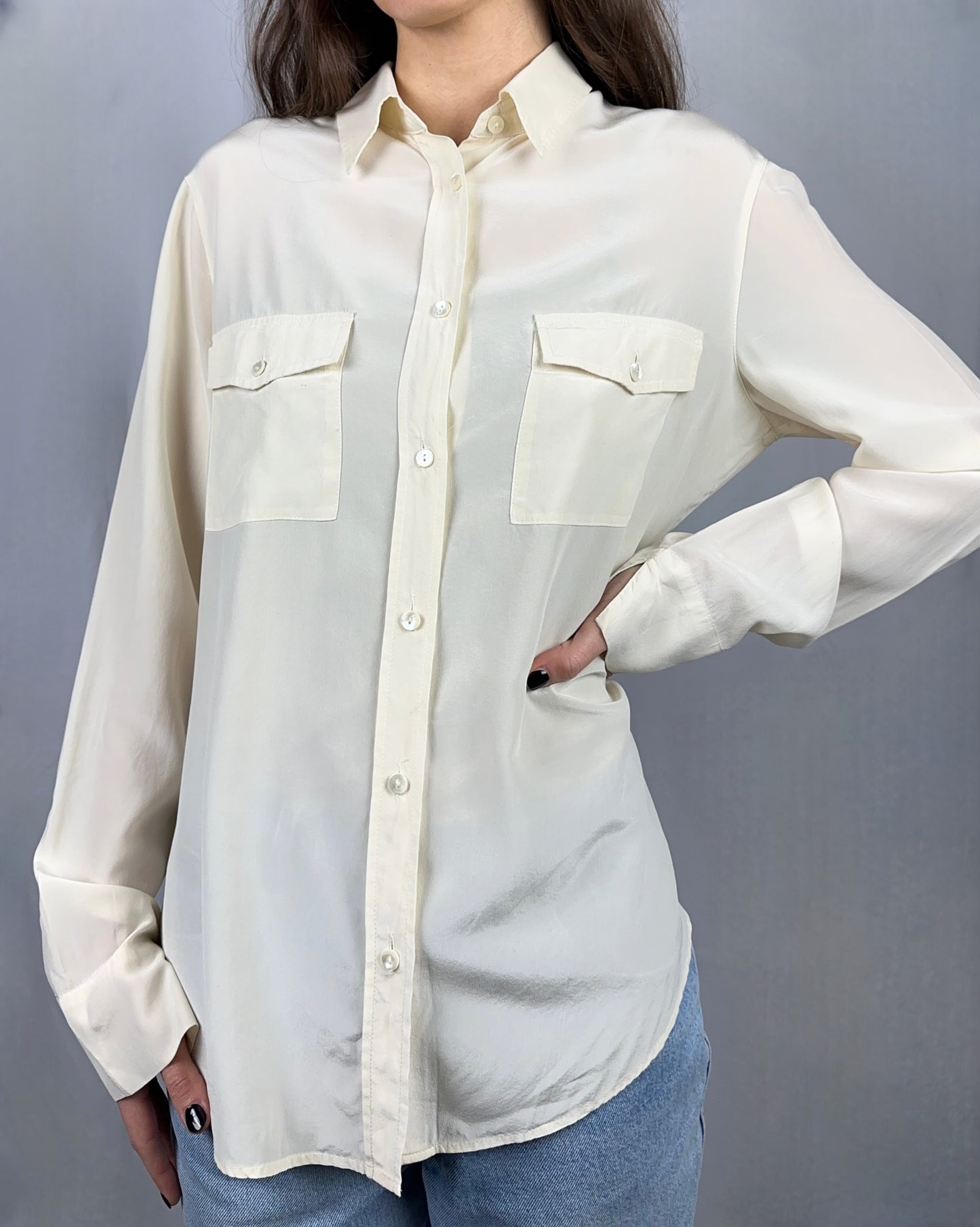 Camicia panna in pura seta