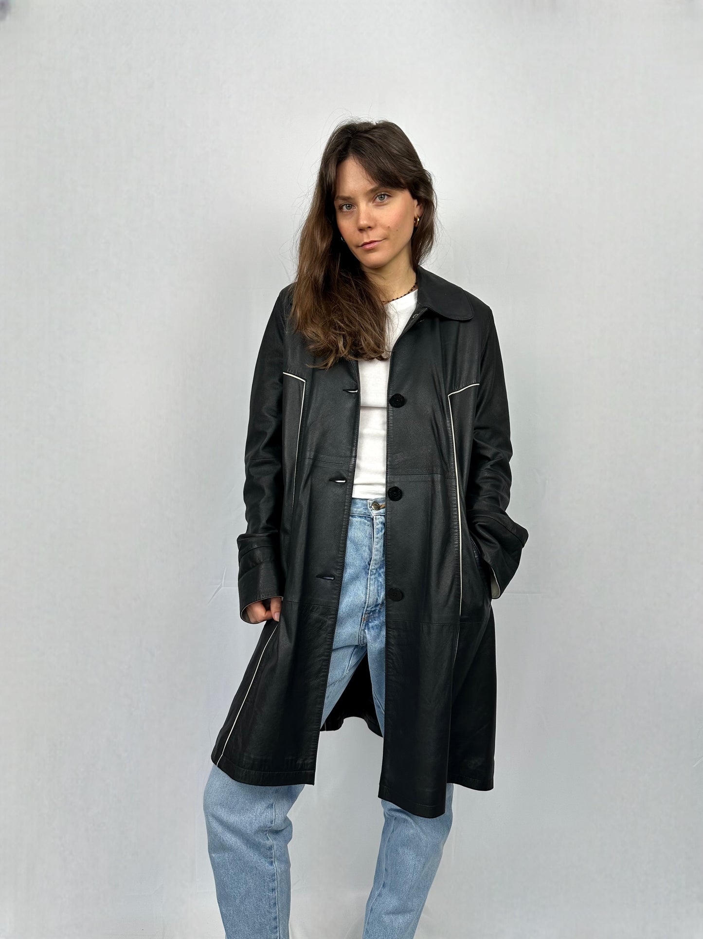 Trench con cappuccio in vera pelle Cool & Calm