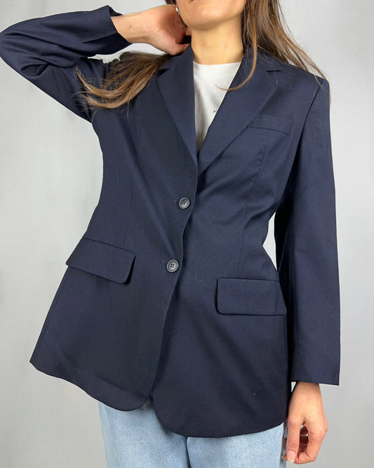 Blazer blu navy in pura lana vergine