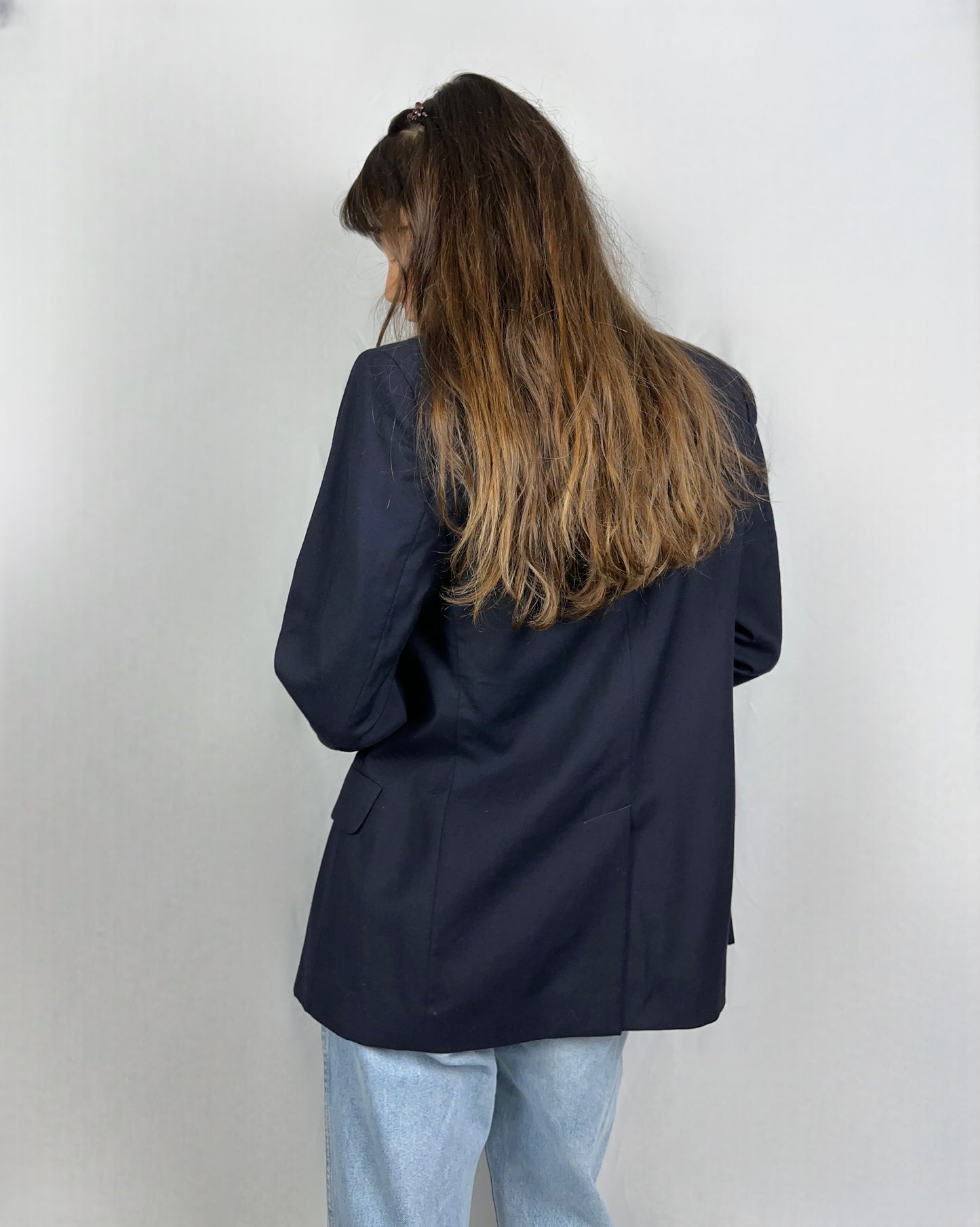 Blazer blu navy in pura lana vergine