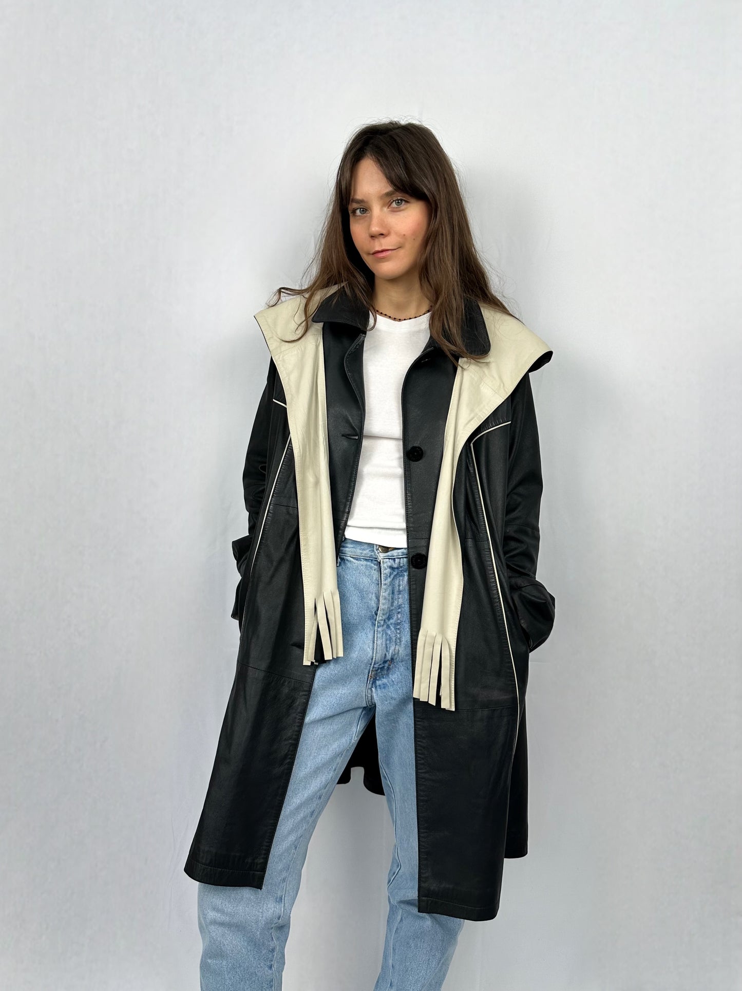 Trench con cappuccio in vera pelle Cool & Calm