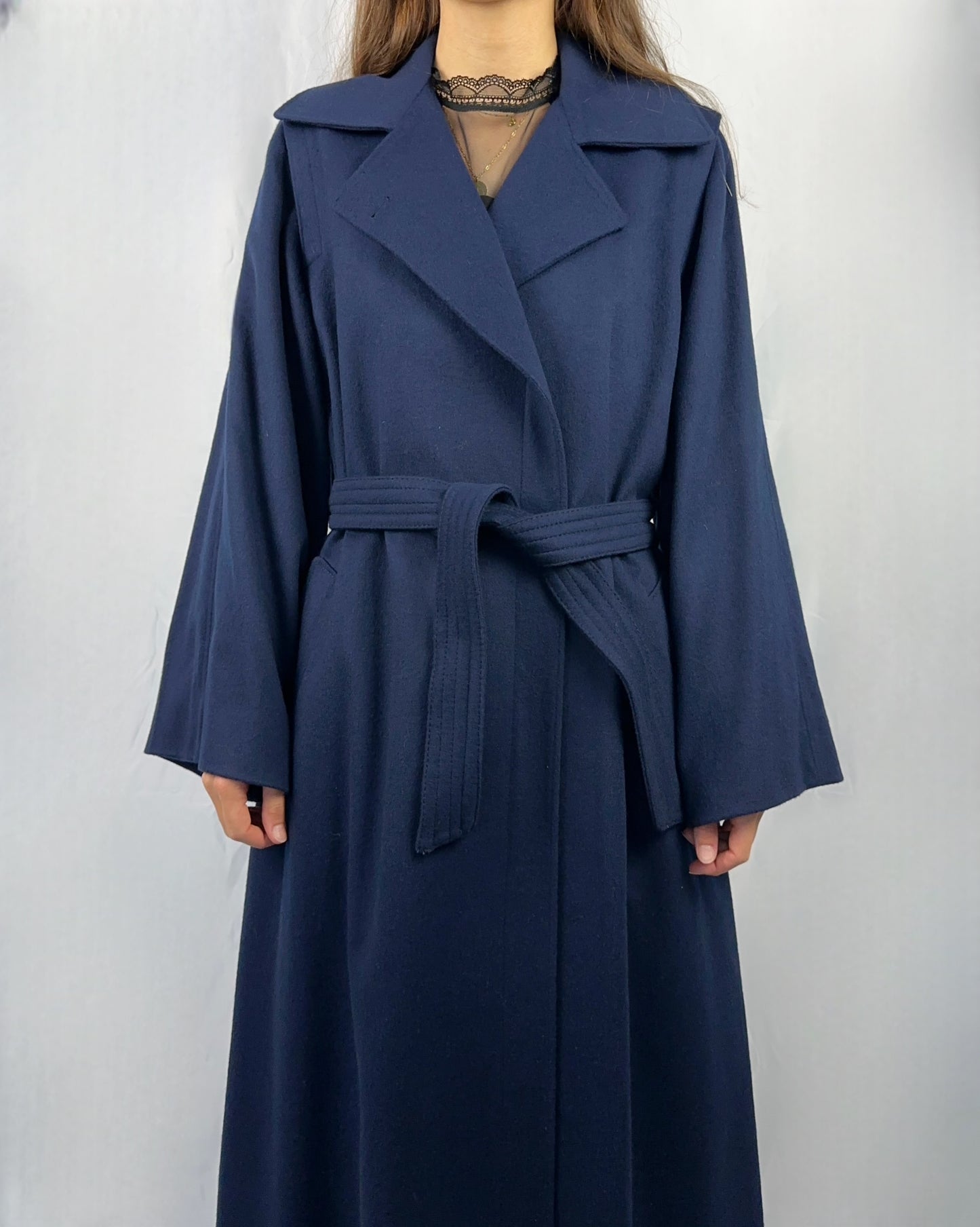 Cappotto blu mare in pura lana