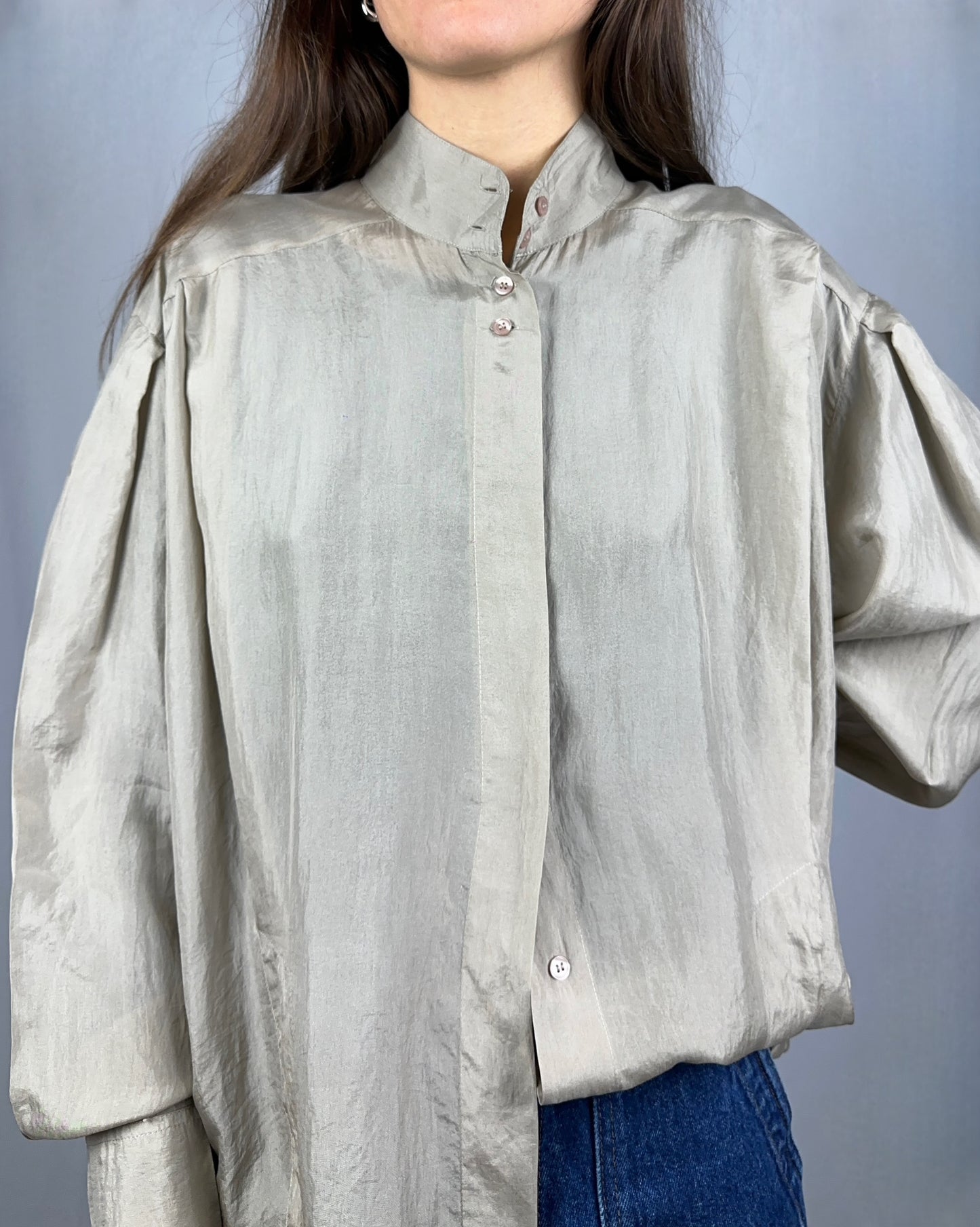 Camicia beige in pura seta