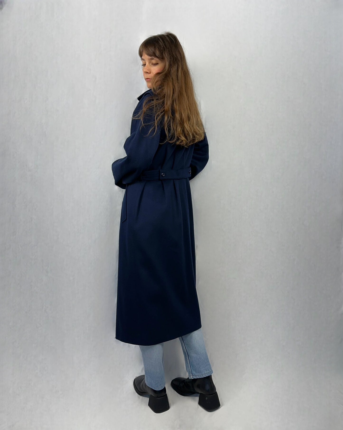 Cappotto blu mare in pura lana