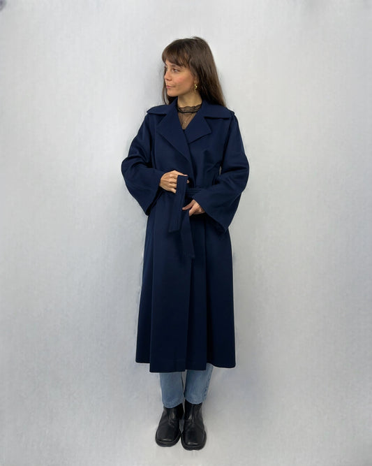 Cappotto blu mare in pura lana