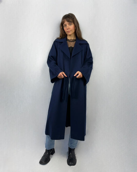Cappotto blu mare in pura lana