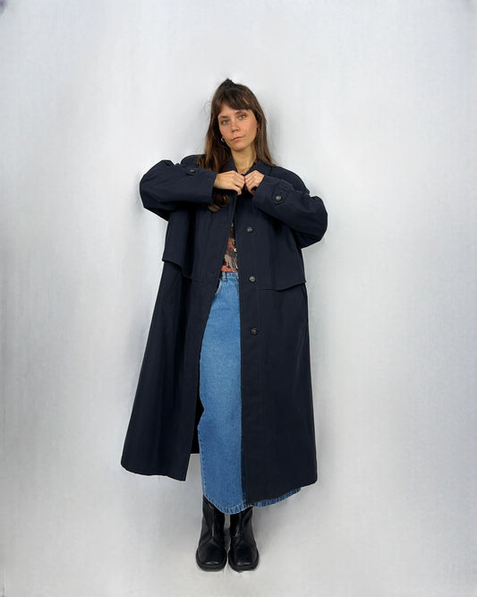 Trench blu scuro imbottito
