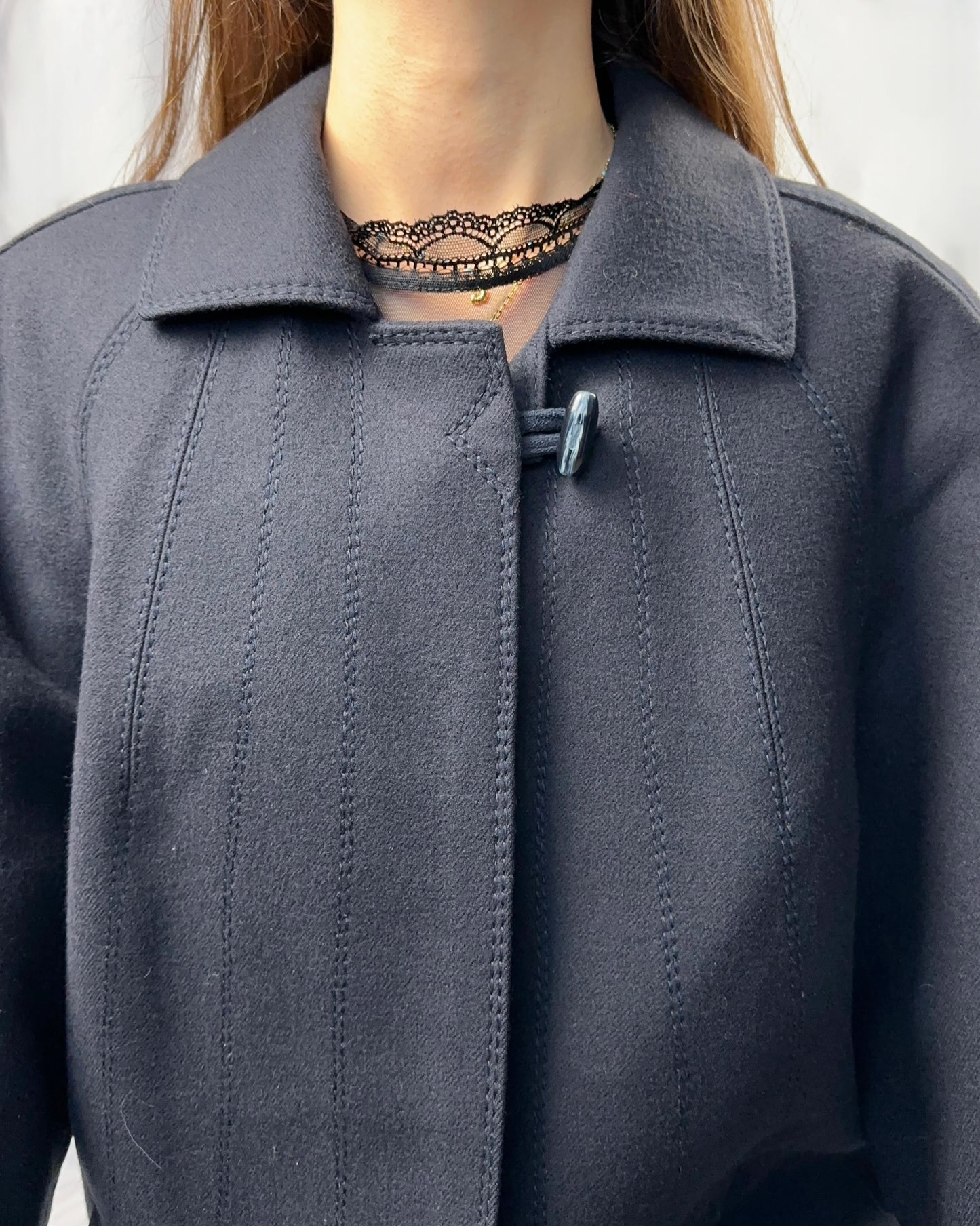 Cappotto blu notte in pura lana vergine