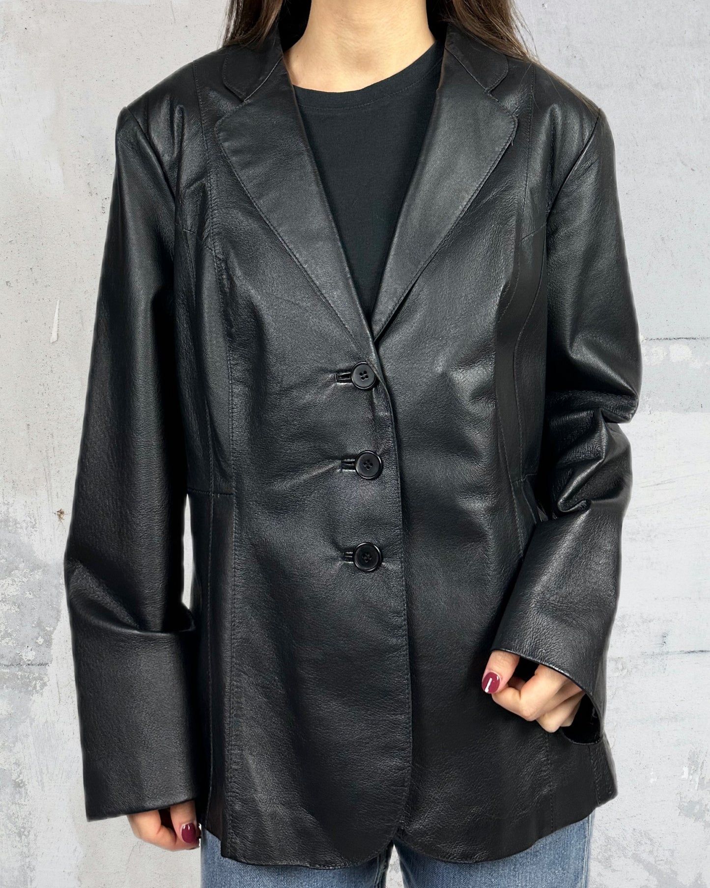 Blazer in vera pelle over