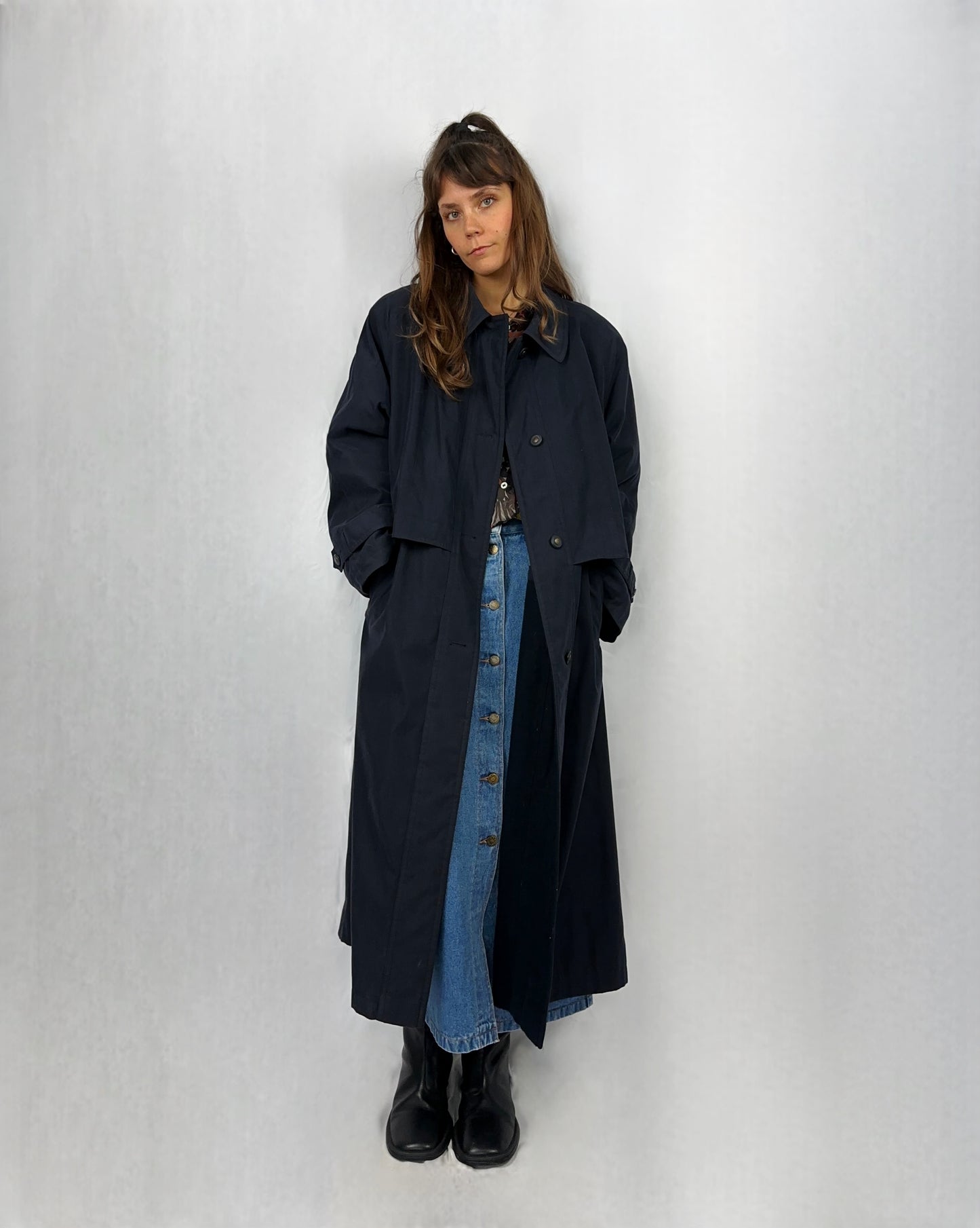 Trench blu scuro imbottito