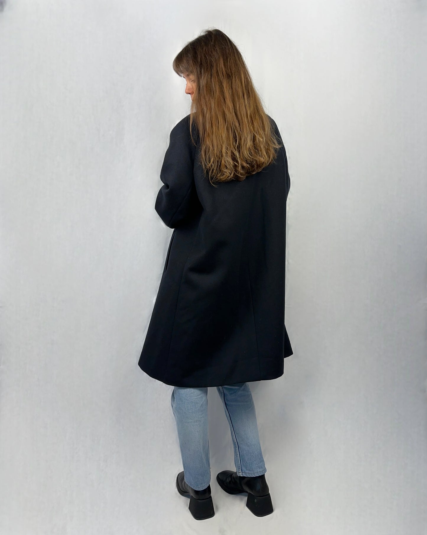 Cappotto blu notte in pura lana vergine