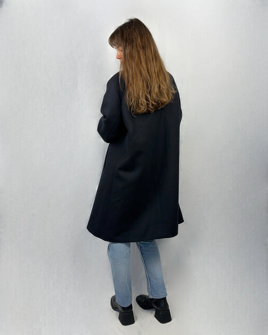 Cappotto blu notte in pura lana vergine