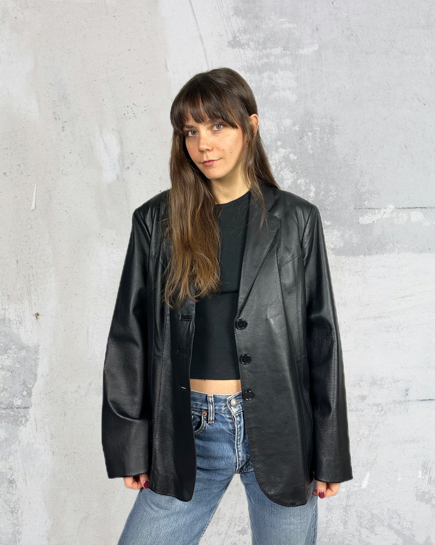 Blazer in vera pelle over