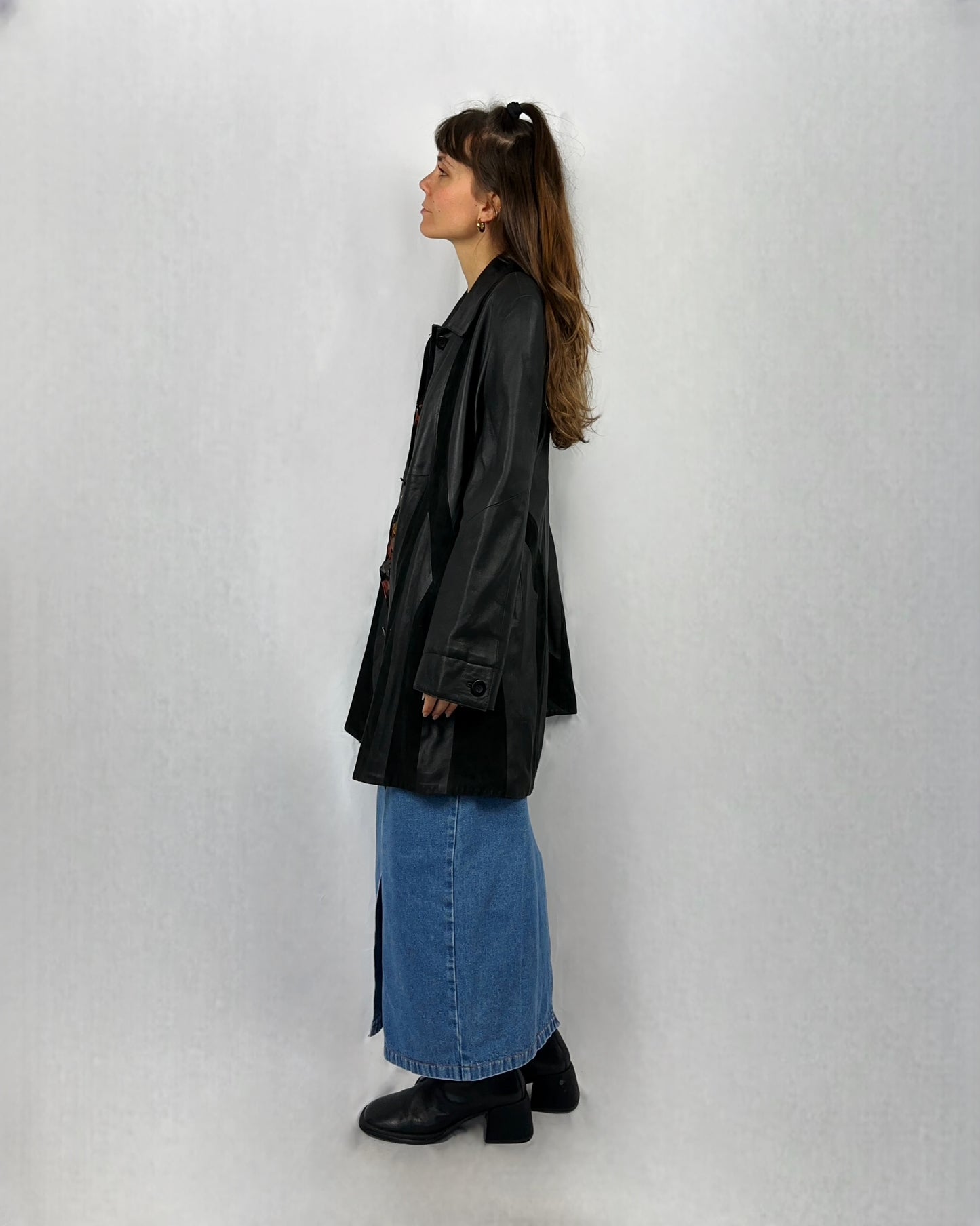 Giacca in vera pelle liscia e scamosciata