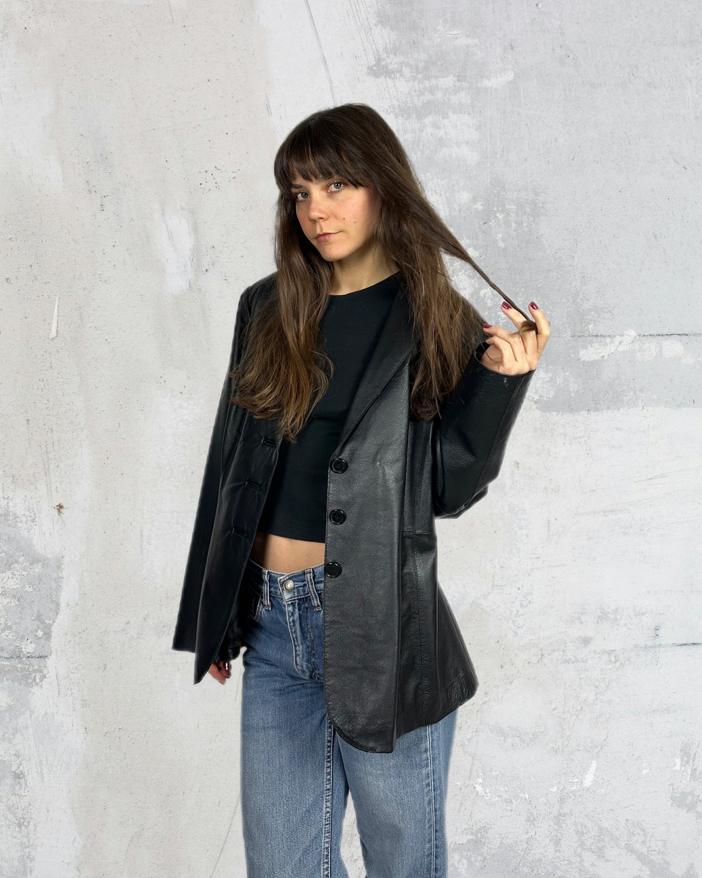 Blazer in vera pelle over
