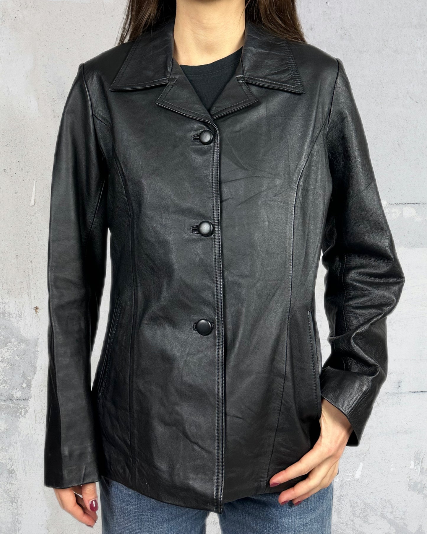 Blazer essenziale in vera pelle