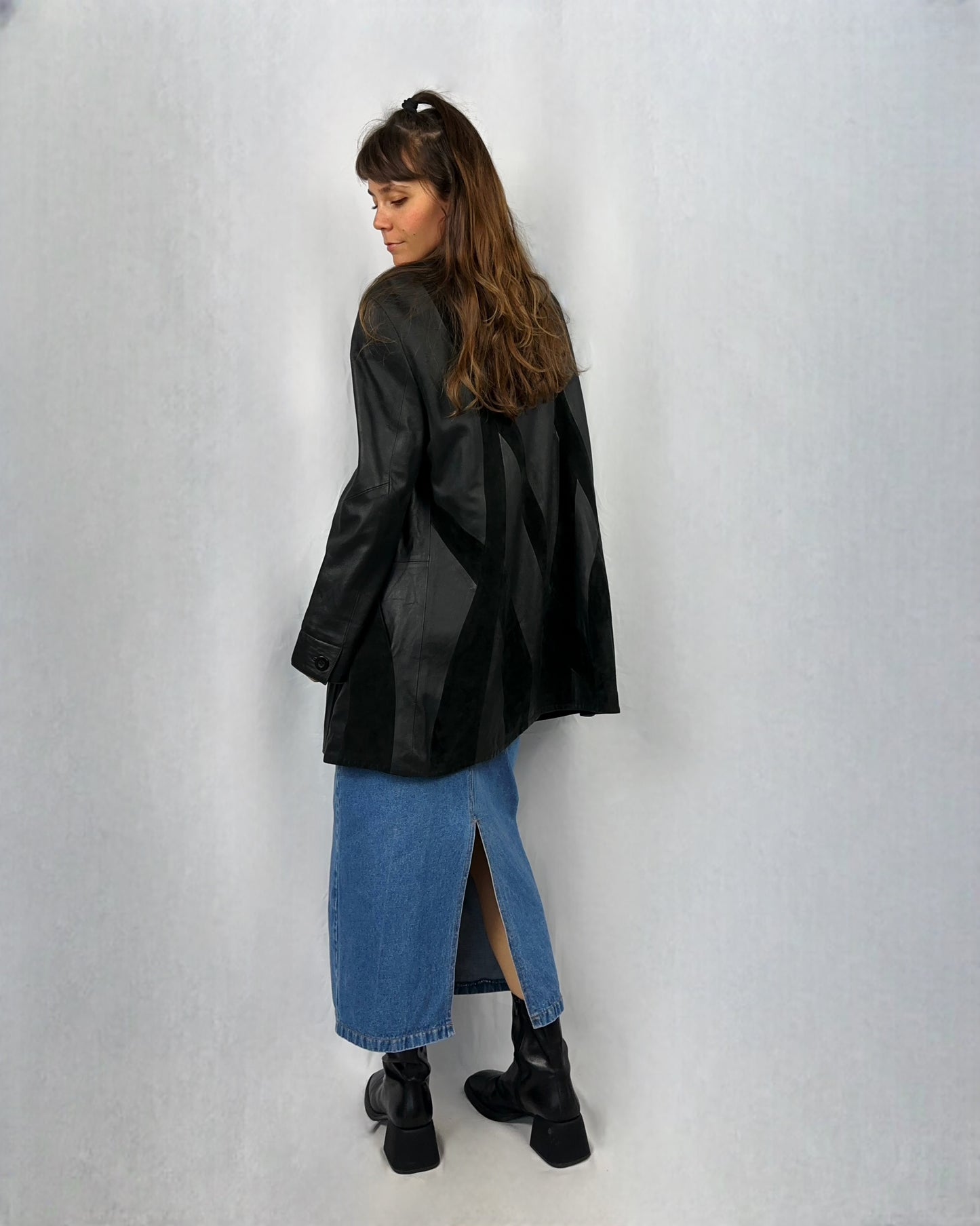 Giacca in vera pelle liscia e scamosciata