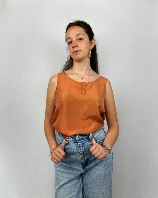 Canotta in pura seta mattone