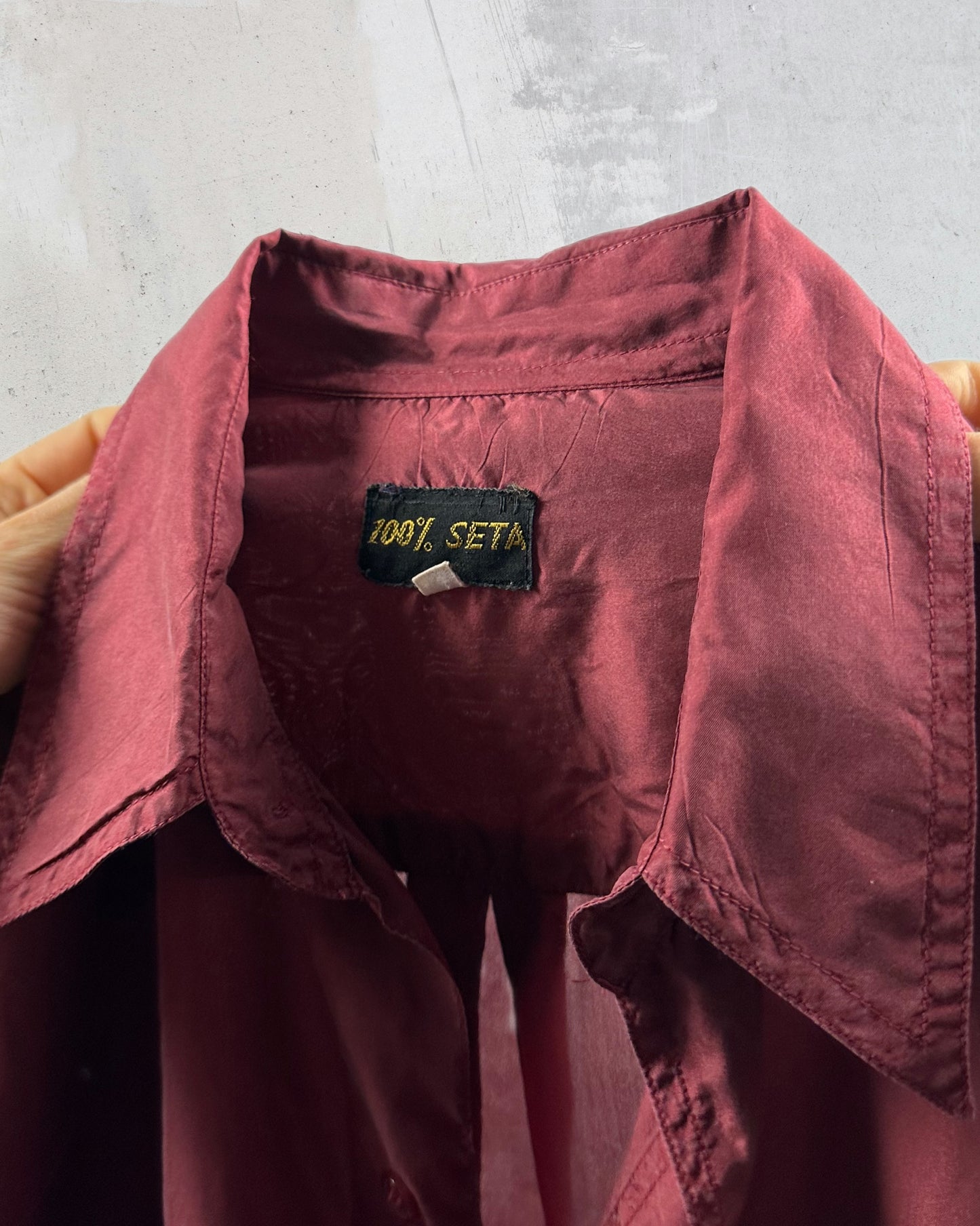 Camicia borgogna in pura seta