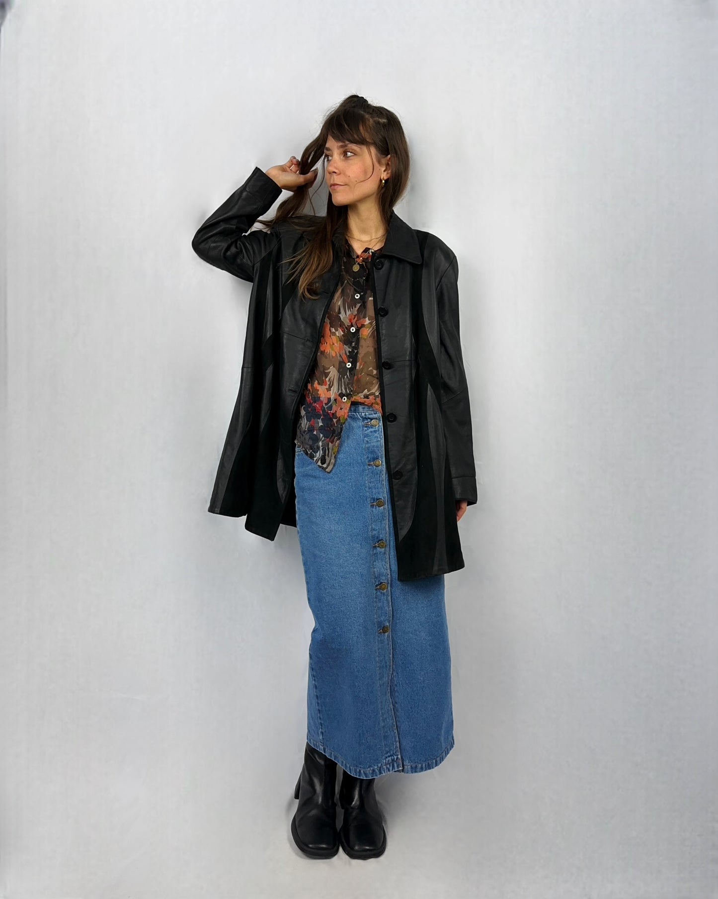 Giacca in vera pelle liscia e scamosciata